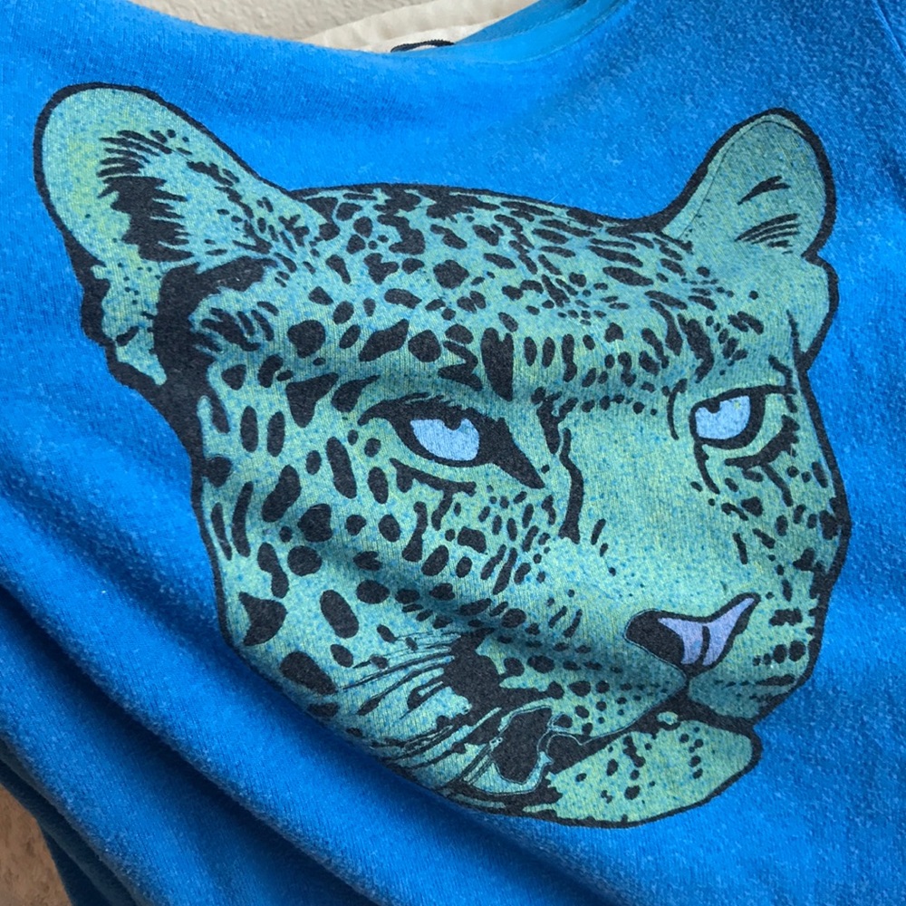 BLUE WILDFOX VERONA CAT LEOPARD BAGGY BEACH JUMPER